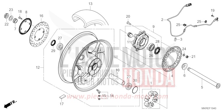 HINTERRAD von CBR1000RR "Fireblade" GRAND PRIX RED (R380) von 2024